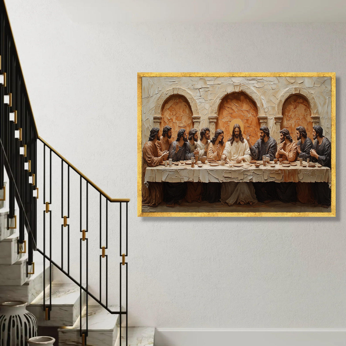 The Last Supper Wall Art Canvas, Religious Christian Decor, Jesus and Disciples Painting, Biblical Scene Canvas, Ready To Hang Decoration