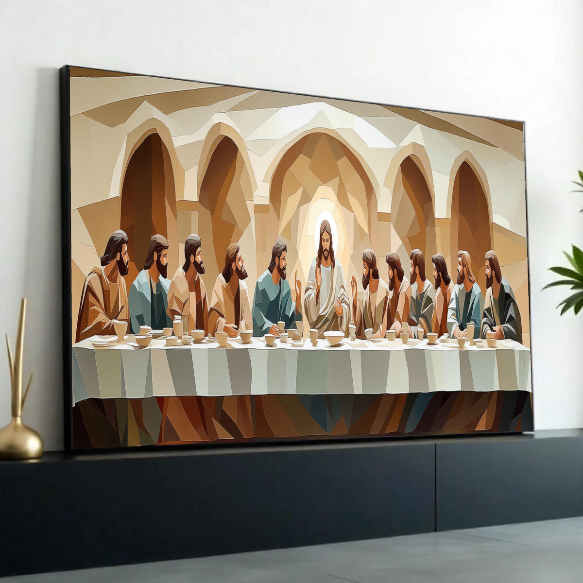 The Last Supper Canvas Wall Art, Religious Christian Decor, Jesus and Disciples Painting, Sacred Biblical Scene Ready To Hang Decoration