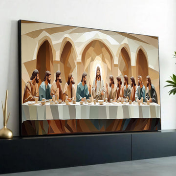 The Last Supper Canvas Wall Art, Religious Christian Decor, Jesus and Disciples Painting, Sacred Biblical Scene Ready To Hang Decoration