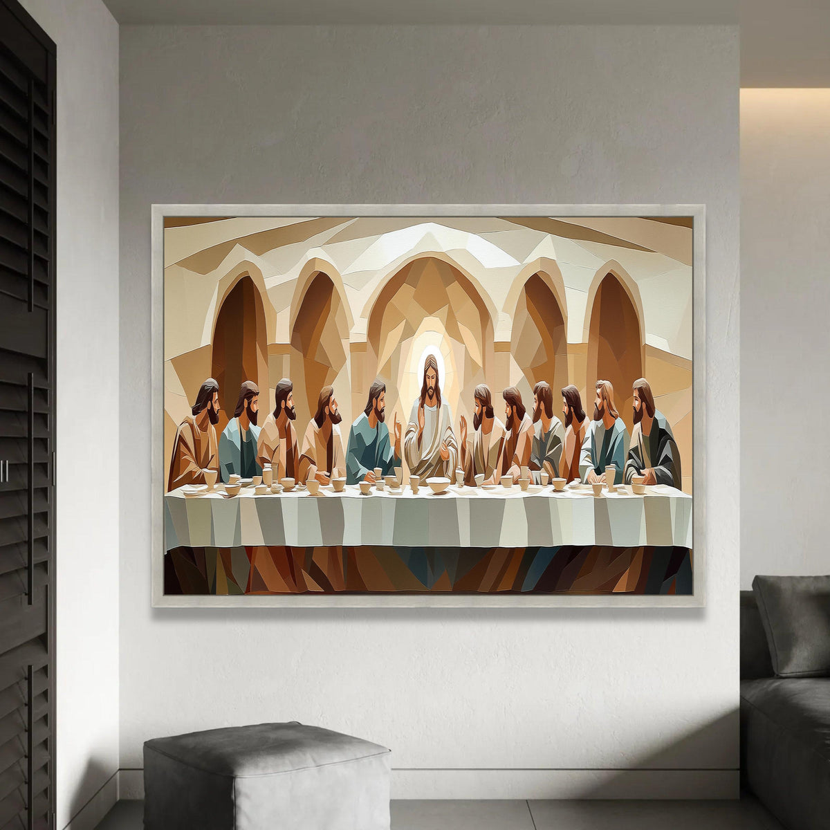 The Last Supper Canvas Wall Art, Religious Christian Decor, Jesus and Disciples Painting, Sacred Biblical Scene Ready To Hang Decoration