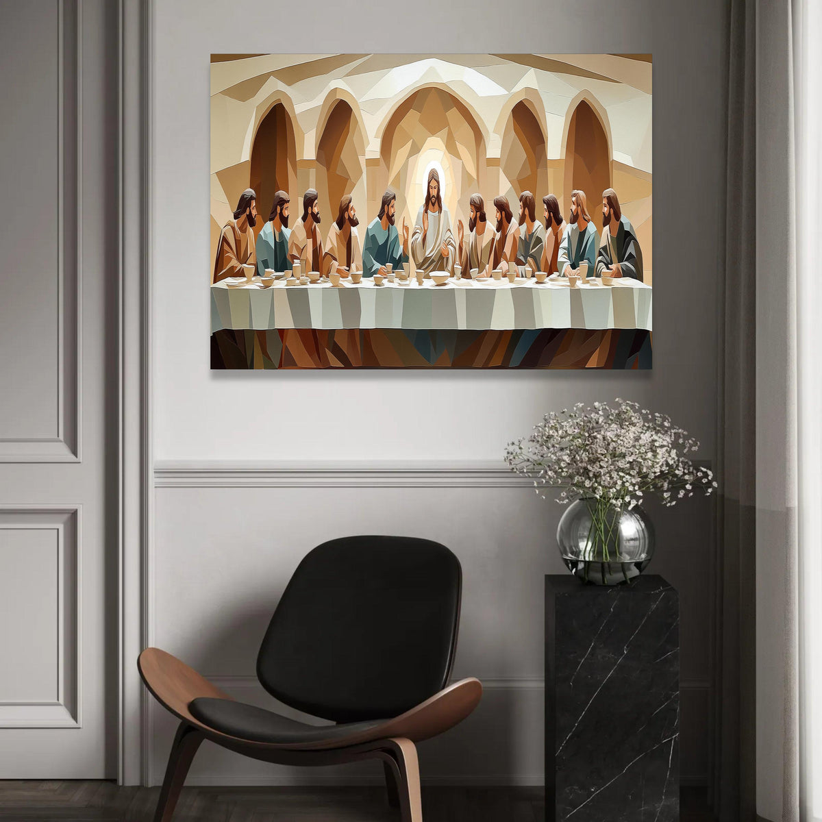 The Last Supper Canvas Wall Art, Religious Christian Decor, Jesus and Disciples Painting, Sacred Biblical Scene Ready To Hang Decoration