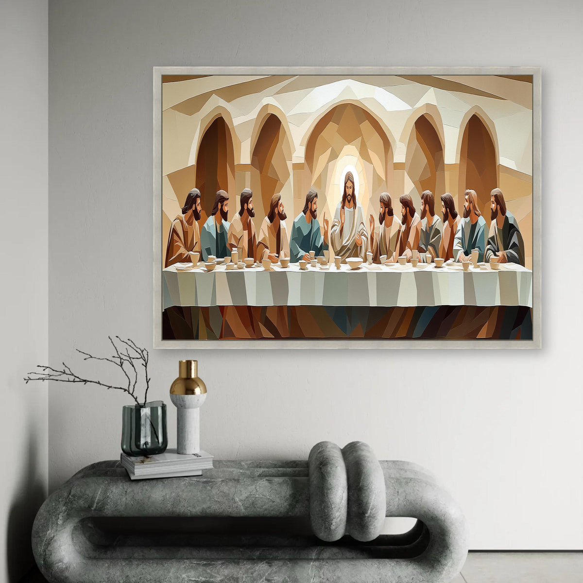 The Last Supper Canvas Wall Art, Religious Christian Decor, Jesus and Disciples Painting, Sacred Biblical Scene Ready To Hang Decoration