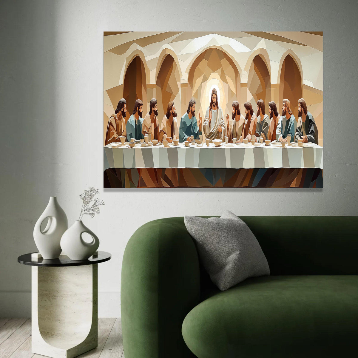 The Last Supper Canvas Wall Art, Religious Christian Decor, Jesus and Disciples Painting, Sacred Biblical Scene Ready To Hang Decoration