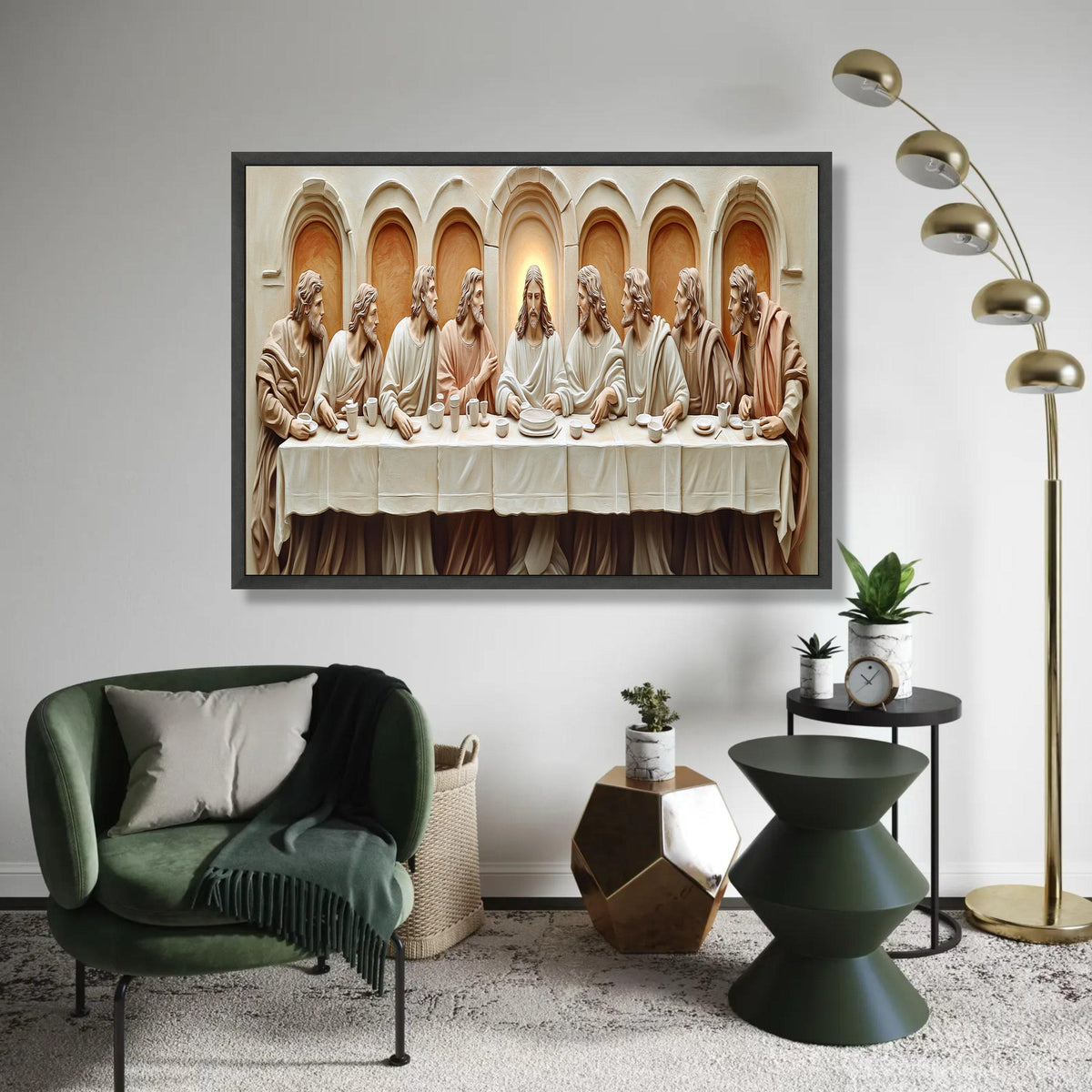 The Last Supper Style Canvas, Jesus and Disciples Wall Art, Religious Christian Decor, Spiritual Faith Canvas, Home Ready To Hang Decoration