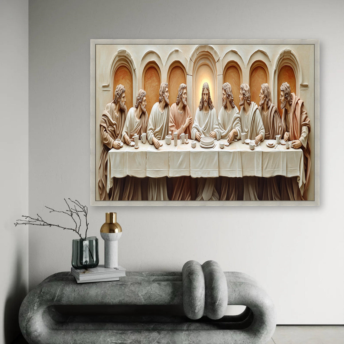 The Last Supper Style Canvas, Jesus and Disciples Wall Art, Religious Christian Decor, Spiritual Faith Canvas, Home Ready To Hang Decoration
