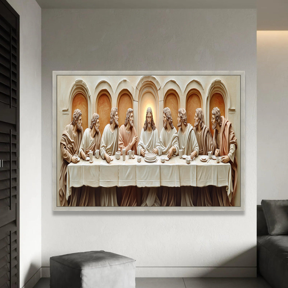 The Last Supper Style Canvas, Jesus and Disciples Wall Art, Religious Christian Decor, Spiritual Faith Canvas, Home Ready To Hang Decoration