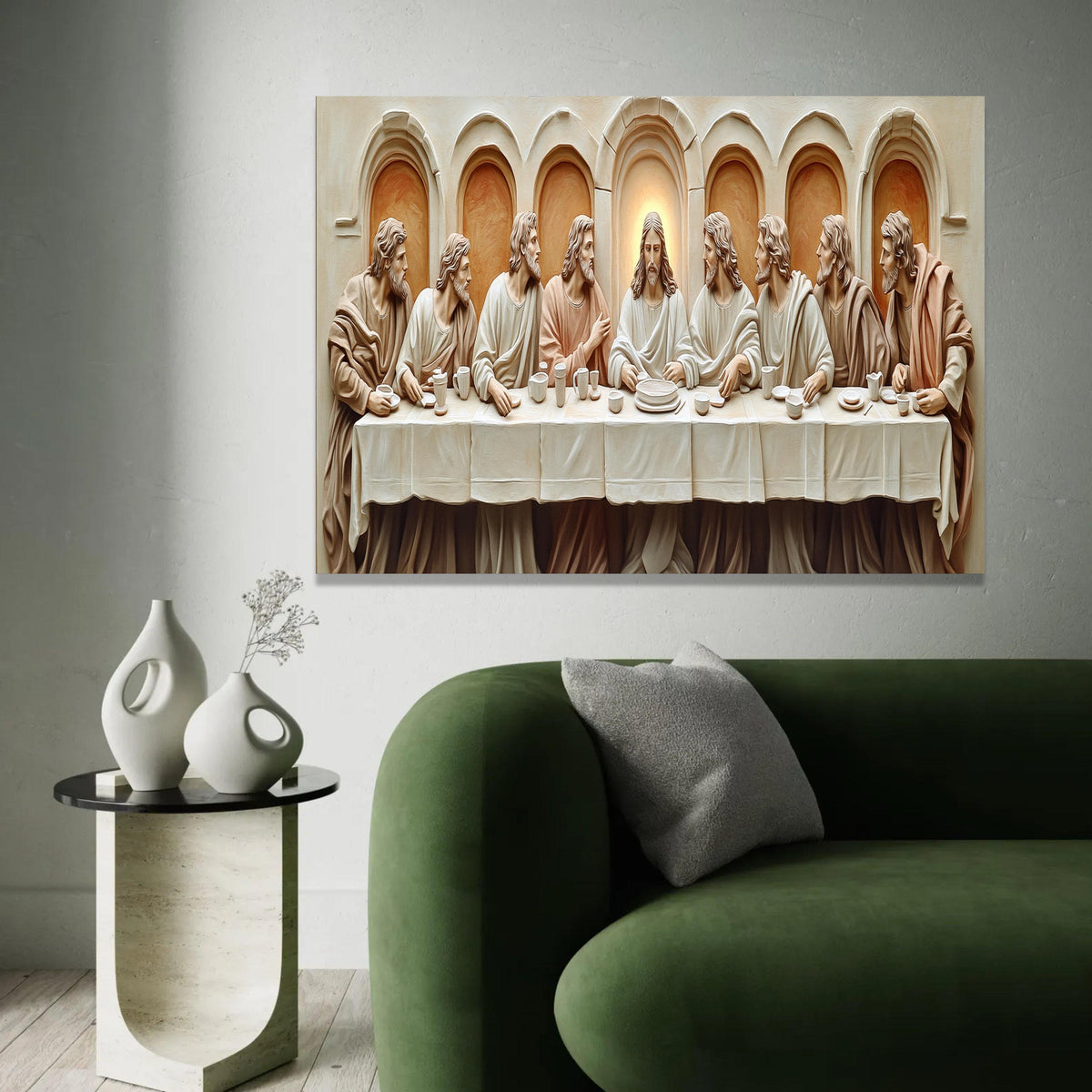 The Last Supper Style Canvas, Jesus and Disciples Wall Art, Religious Christian Decor, Spiritual Faith Canvas, Home Ready To Hang Decoration
