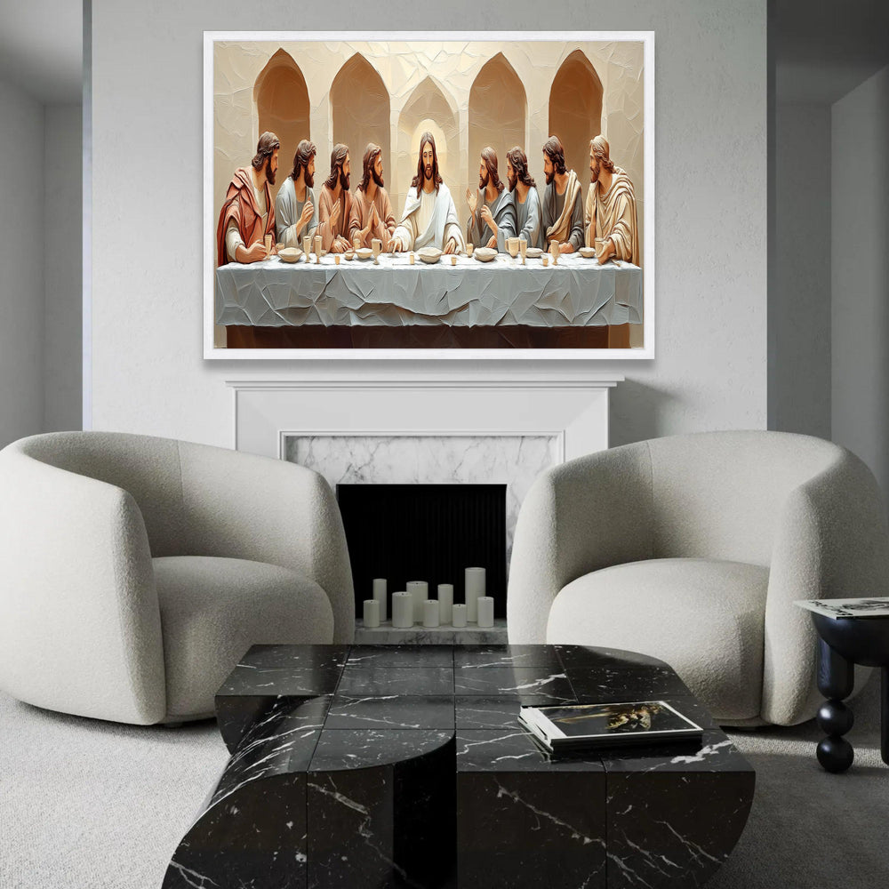 The Last Supper Canvas Wall Art, Jesus and Disciples Painting, Religious Christian Decor, Spiritual Biblical Ready To Hang Decoration