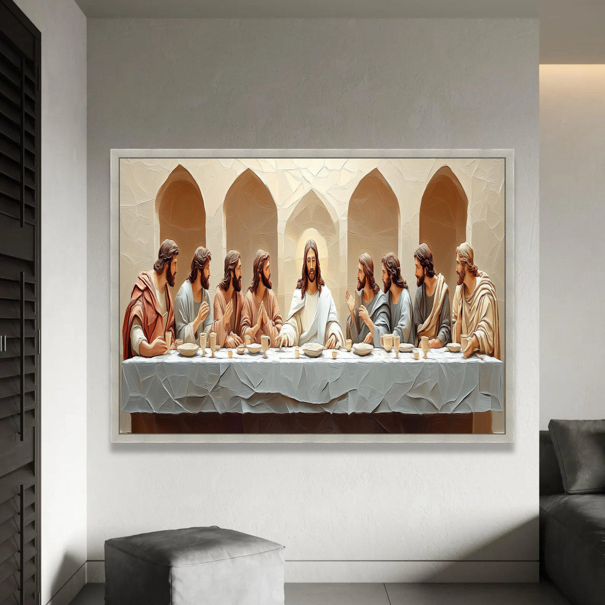 The Last Supper Canvas Wall Art, Jesus and Disciples Painting, Religious Christian Decor, Spiritual Biblical Ready To Hang Decoration