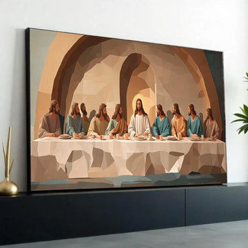 Last Supper Canvas Wall Art, Religious Christian Decor, Jesus and Apostles Painting, Modern Bible Art, Spiritual Ready To Hang Decoration