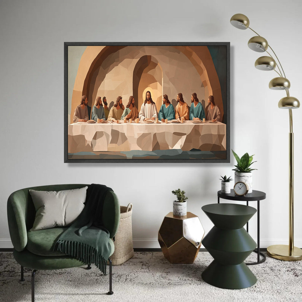 Last Supper Canvas Wall Art, Religious Christian Decor, Jesus and Apostles Painting, Modern Bible Art, Spiritual Ready To Hang Decoration