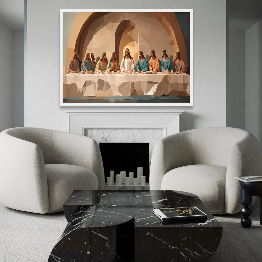 Last Supper Canvas Wall Art, Religious Christian Decor, Jesus and Apostles Painting, Modern Bible Art, Spiritual Ready To Hang Decoration