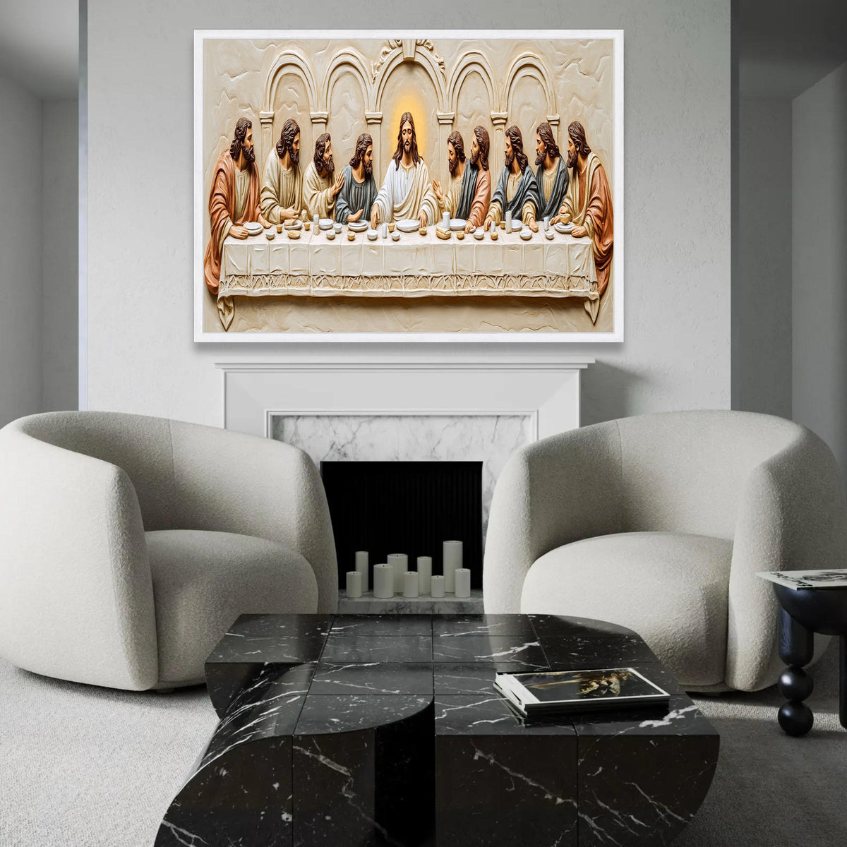The Last Supper Style Canvas, Jesus and Disciples Wall Art, Religious Home Decor, Christian Canvas Art, Spiritual Ready To Hang Decoration