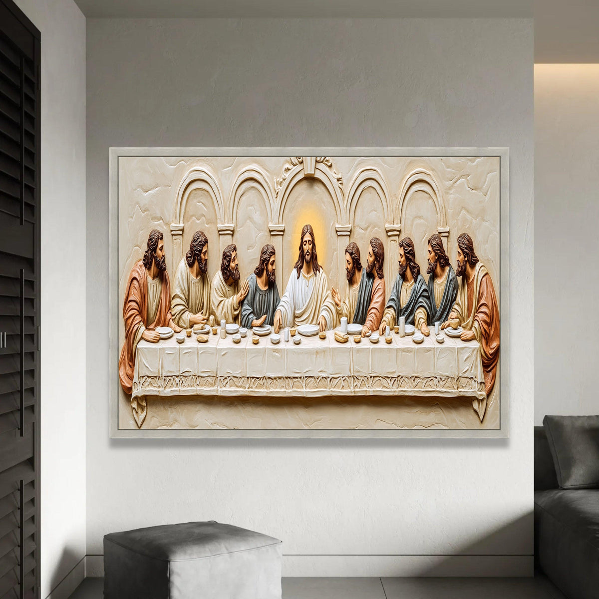 The Last Supper Style Canvas, Jesus and Disciples Wall Art, Religious Home Decor, Christian Canvas Art, Spiritual Ready To Hang Decoration