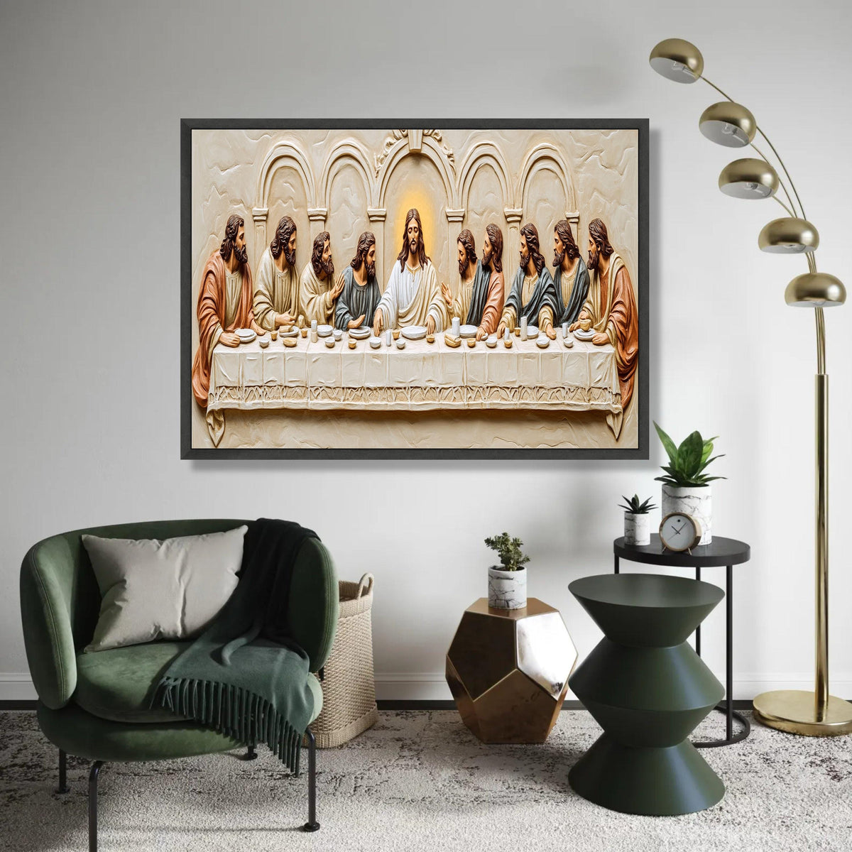 The Last Supper Style Canvas, Jesus and Disciples Wall Art, Religious Home Decor, Christian Canvas Art, Spiritual Ready To Hang Decoration