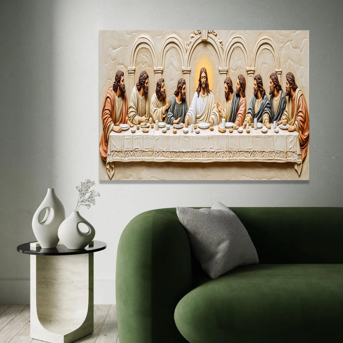 The Last Supper Style Canvas, Jesus and Disciples Wall Art, Religious Home Decor, Christian Canvas Art, Spiritual Ready To Hang Decoration