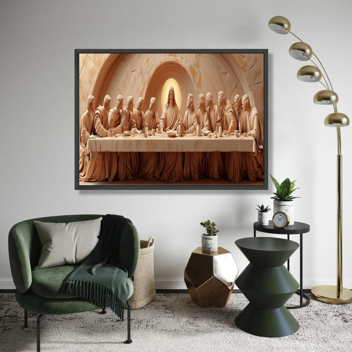 The Last Supper Sculpture Canvas, Religious Christian Wall Art, Jesus and Apostles, Spiritual Home Decor, Sacred Ready To Hang Decoration
