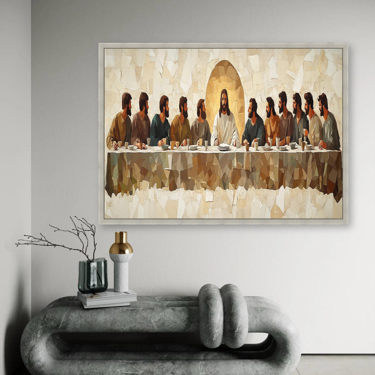 The Last Supper Mosaic Canvas, Religious Wall Art, Jesus and Disciples, Christian Home Decor, Spiritual Canvas Ready To Hang Decoration