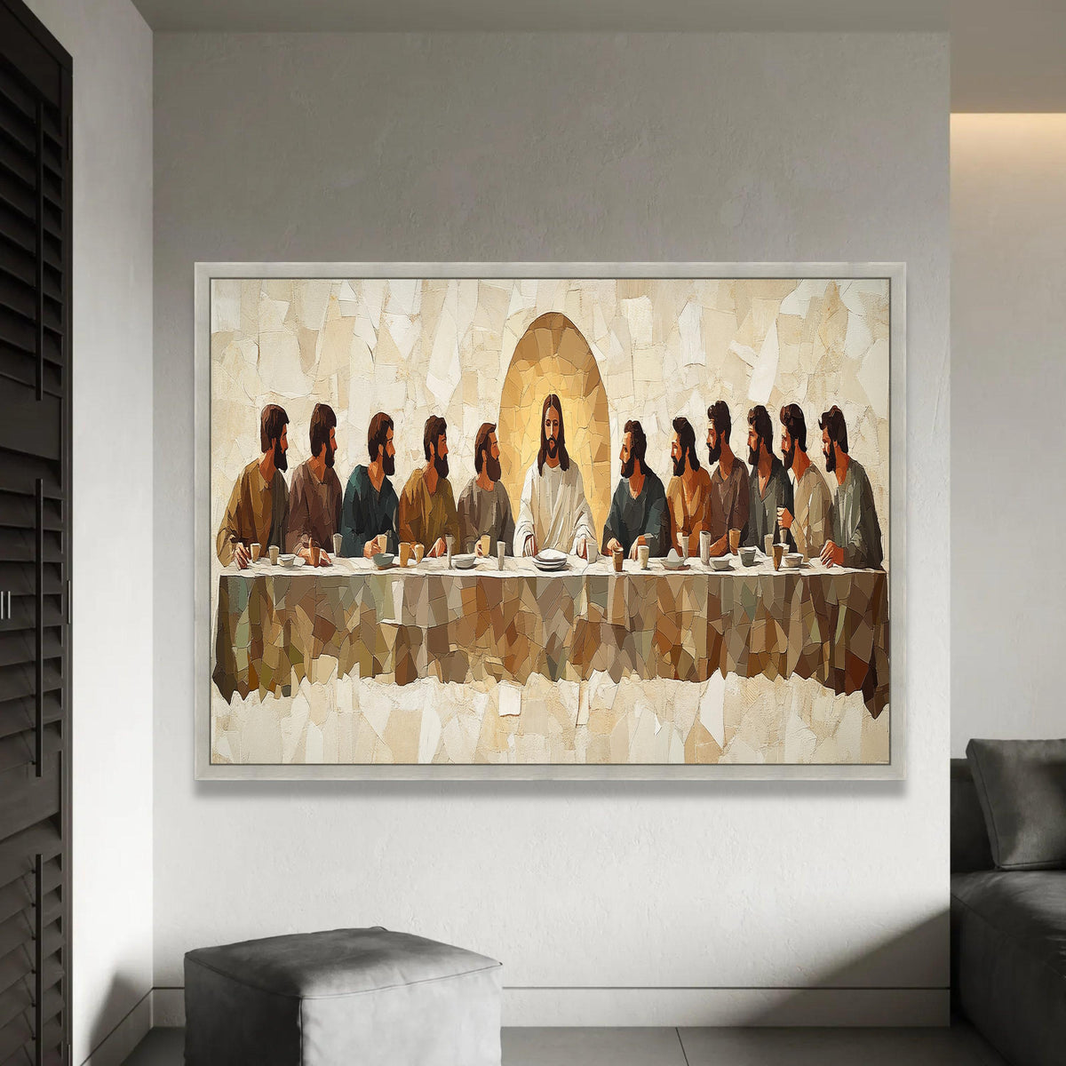 The Last Supper Mosaic Canvas, Religious Wall Art, Jesus and Disciples, Christian Home Decor, Spiritual Canvas Ready To Hang Decoration