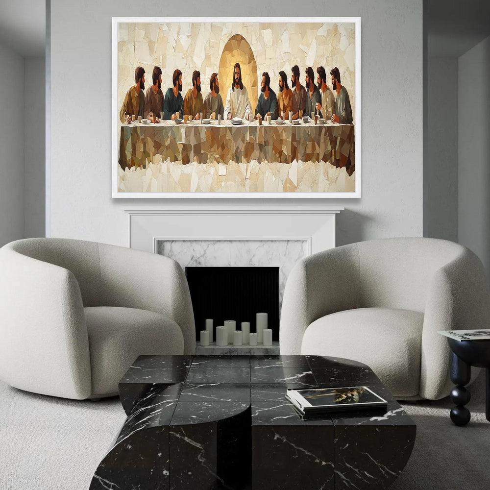 The Last Supper Mosaic Canvas, Religious Wall Art, Jesus and Disciples, Christian Home Decor, Spiritual Canvas Ready To Hang Decoration