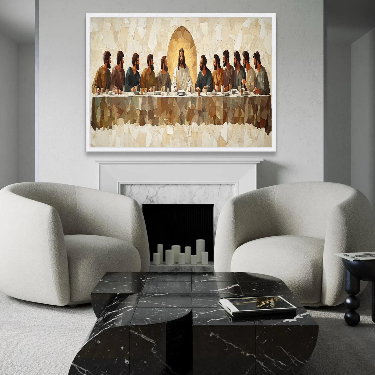 The Last Supper Mosaic Canvas, Religious Wall Art, Jesus and Disciples, Christian Home Decor, Spiritual Canvas Ready To Hang Decoration