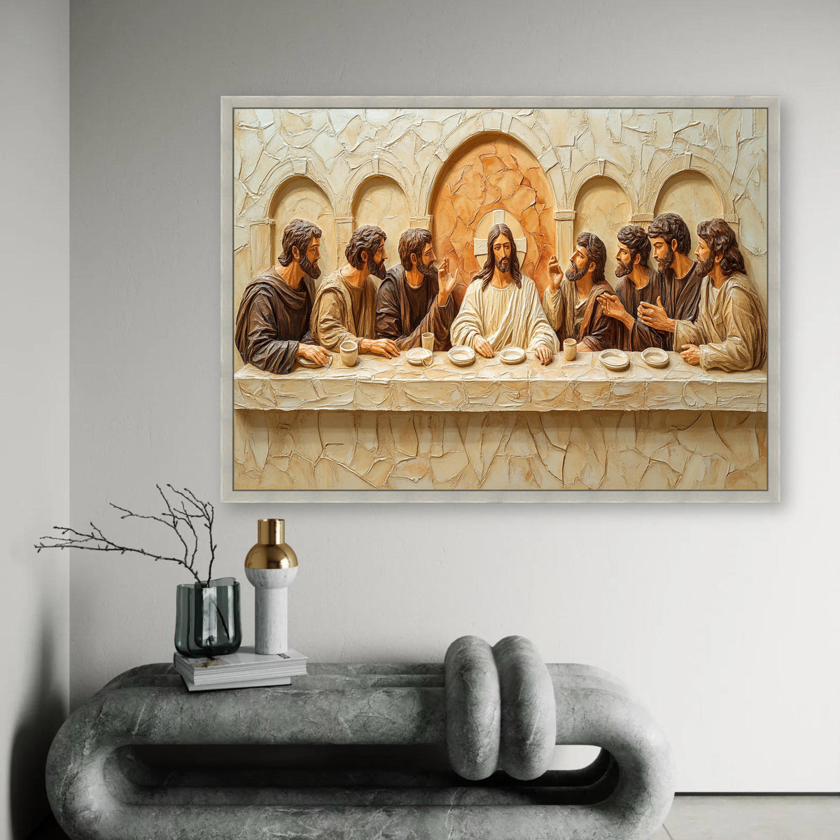 The Last Supper Canvas Wall Art, Religious Christian Decor, Jesus and Apostles, Biblical Scene Canvas, Spiritual Ready To Hang Decoration