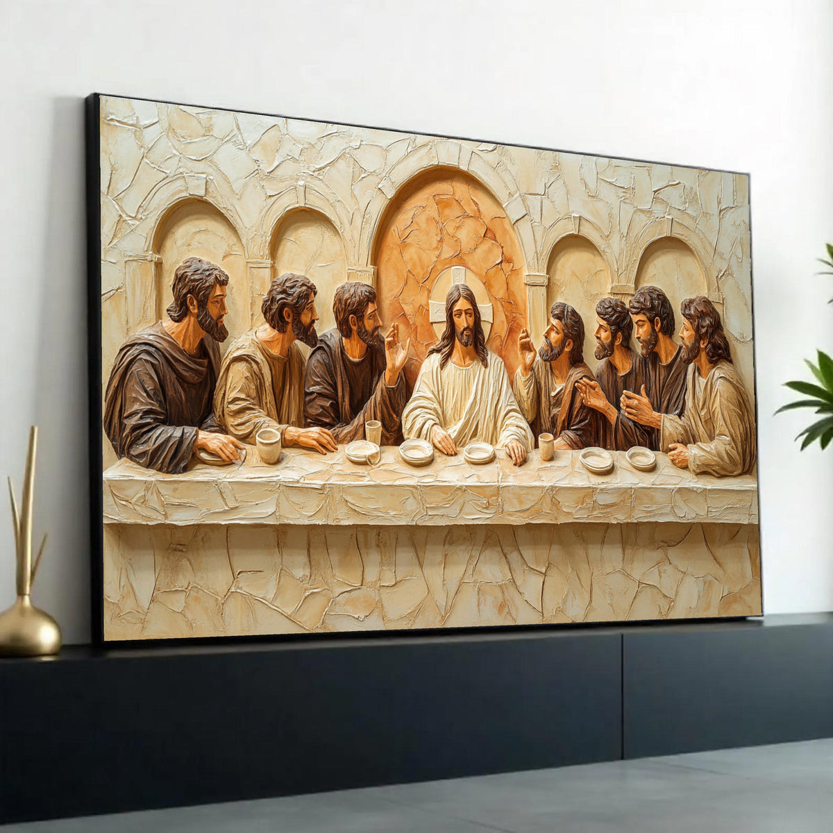 The Last Supper Canvas Wall Art, Religious Christian Decor, Jesus and Apostles, Biblical Scene Canvas, Spiritual Ready To Hang Decoration