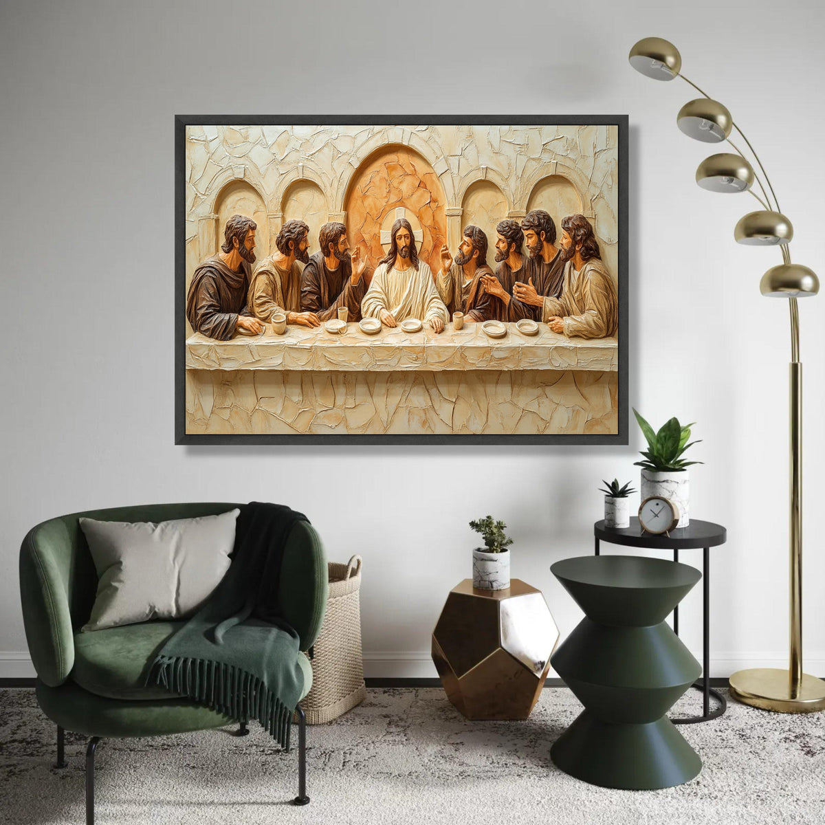 The Last Supper Canvas Wall Art, Religious Christian Decor, Jesus and Apostles, Biblical Scene Canvas, Spiritual Ready To Hang Decoration