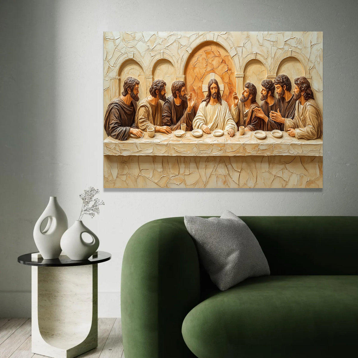 The Last Supper Canvas Wall Art, Religious Christian Decor, Jesus and Apostles, Biblical Scene Canvas, Spiritual Ready To Hang Decoration