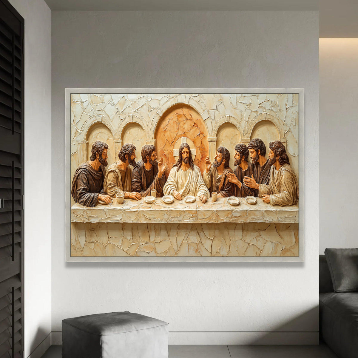 The Last Supper Canvas Wall Art, Religious Christian Decor, Jesus and Apostles, Biblical Scene Canvas, Spiritual Ready To Hang Decoration