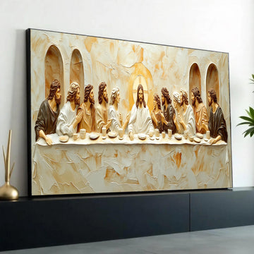 The Last Supper Canvas Wall Art, Religious Jesus and Disciples, Christian Bible Scene, Spiritual Home Decor, Effect Ready To Hang Decoration