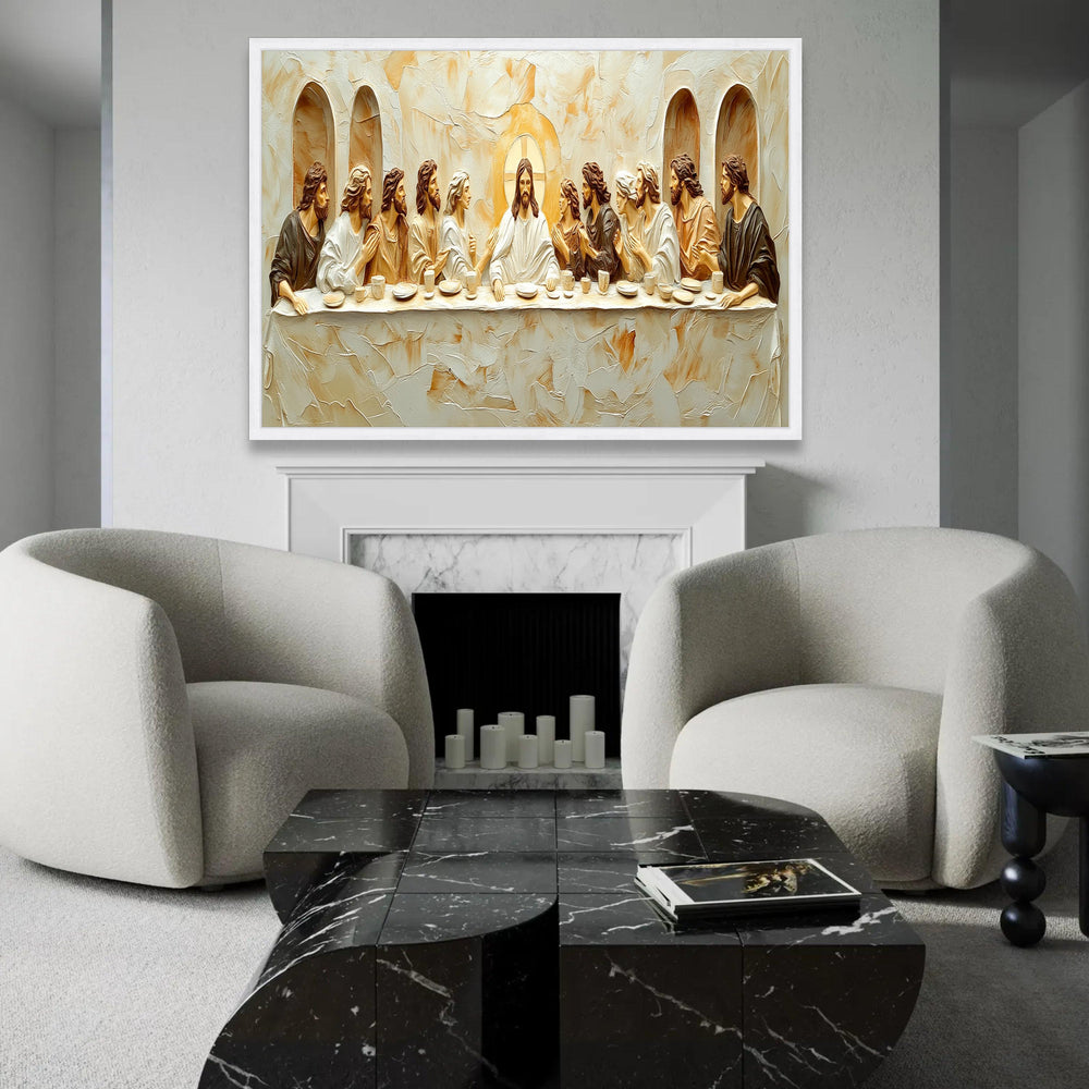 The Last Supper Canvas Wall Art, Religious Jesus and Disciples, Christian Bible Scene, Spiritual Home Decor, Effect Ready To Hang Decoration