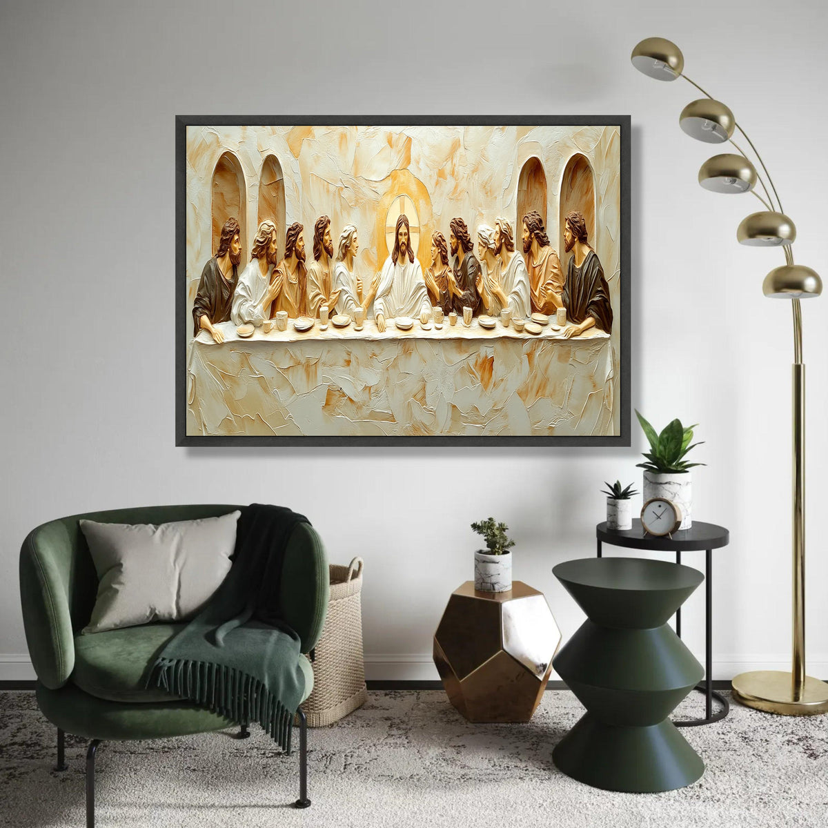 The Last Supper Canvas Wall Art, Religious Jesus and Disciples, Christian Bible Scene, Spiritual Home Decor, Effect Ready To Hang Decoration