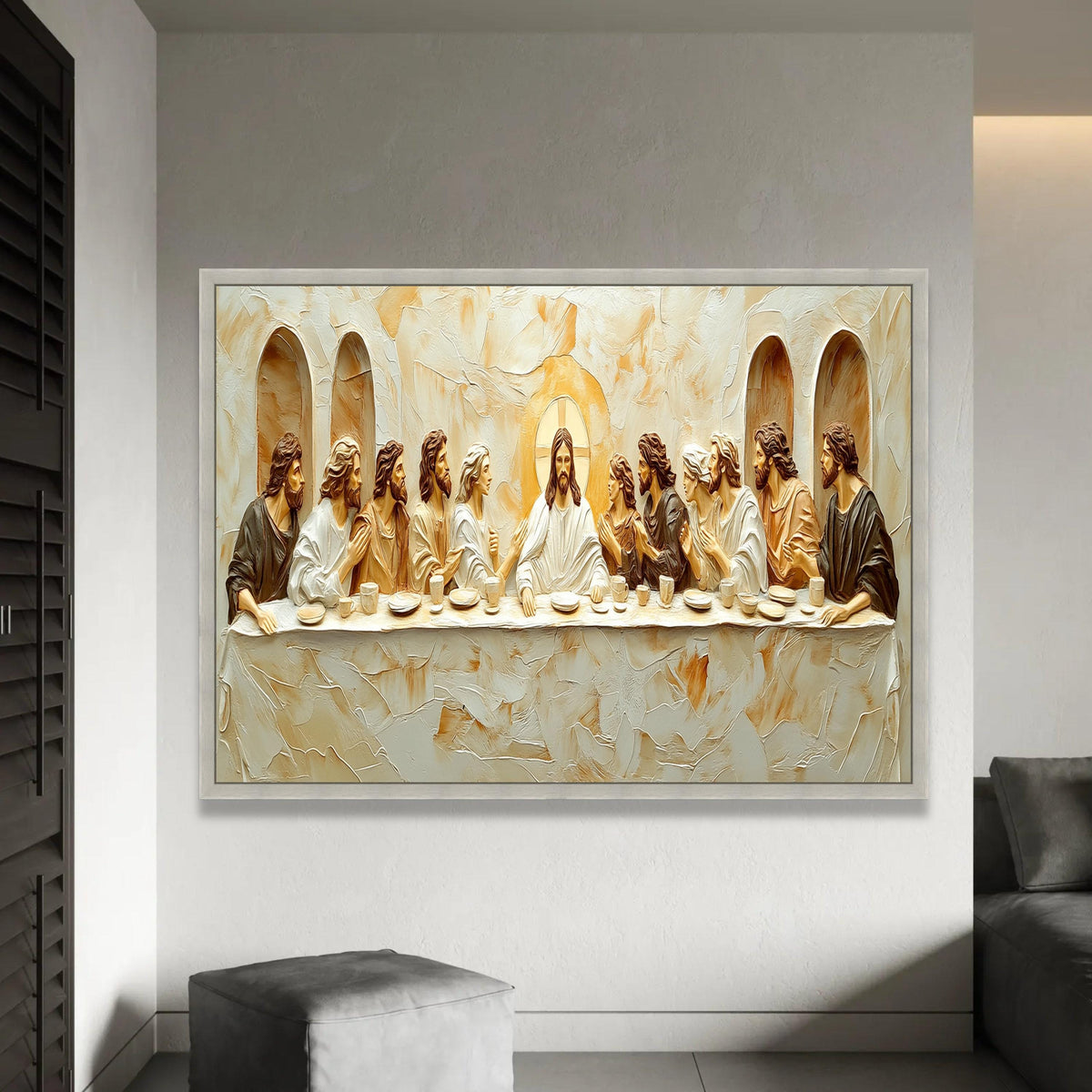 The Last Supper Canvas Wall Art, Religious Jesus and Disciples, Christian Bible Scene, Spiritual Home Decor, Effect Ready To Hang Decoration