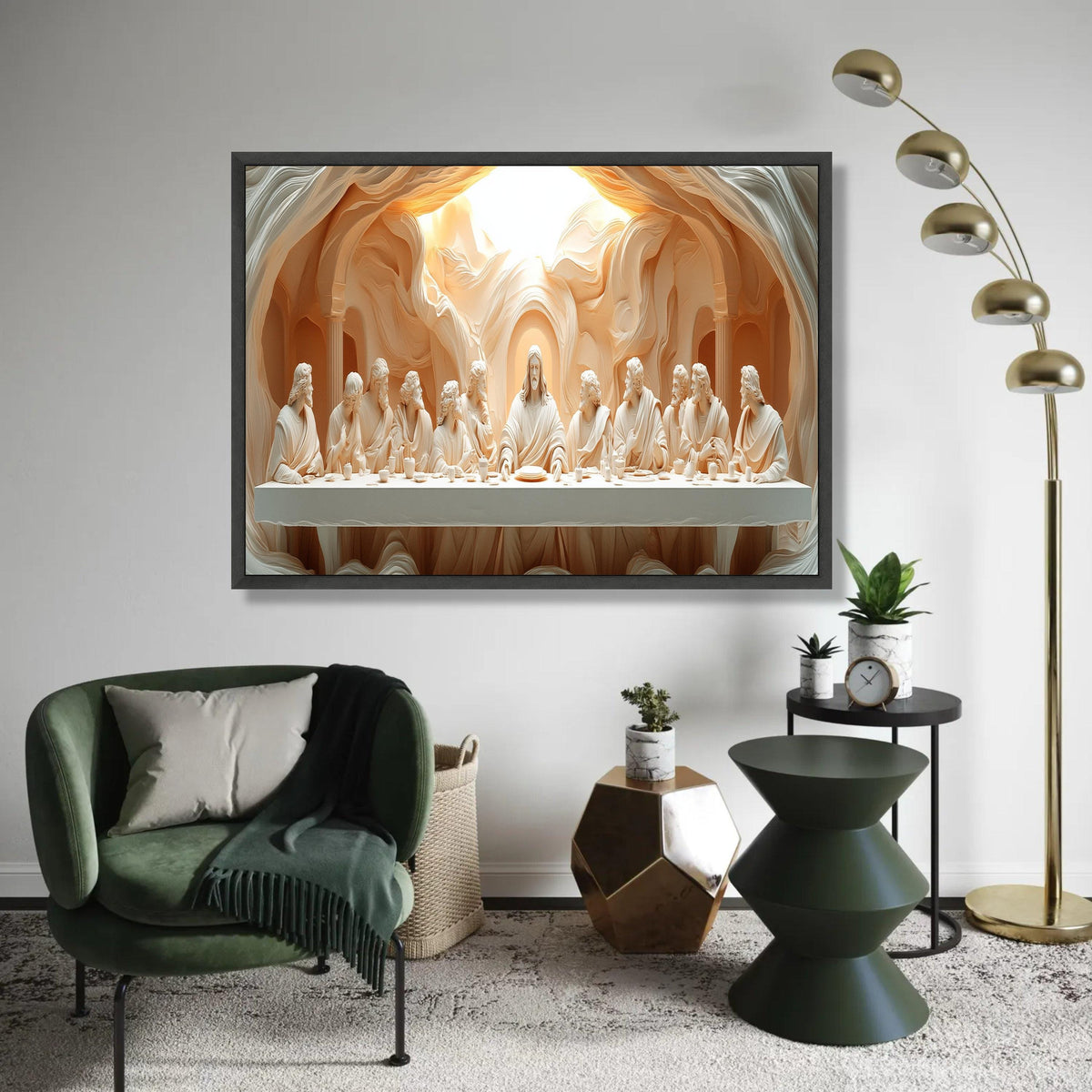 The Last Supper Sculpture Canvas, Religious Wall Art, Christian Decor, Jesus and Apostles Canvas, Spiritual Home Ready To Hang Decoration