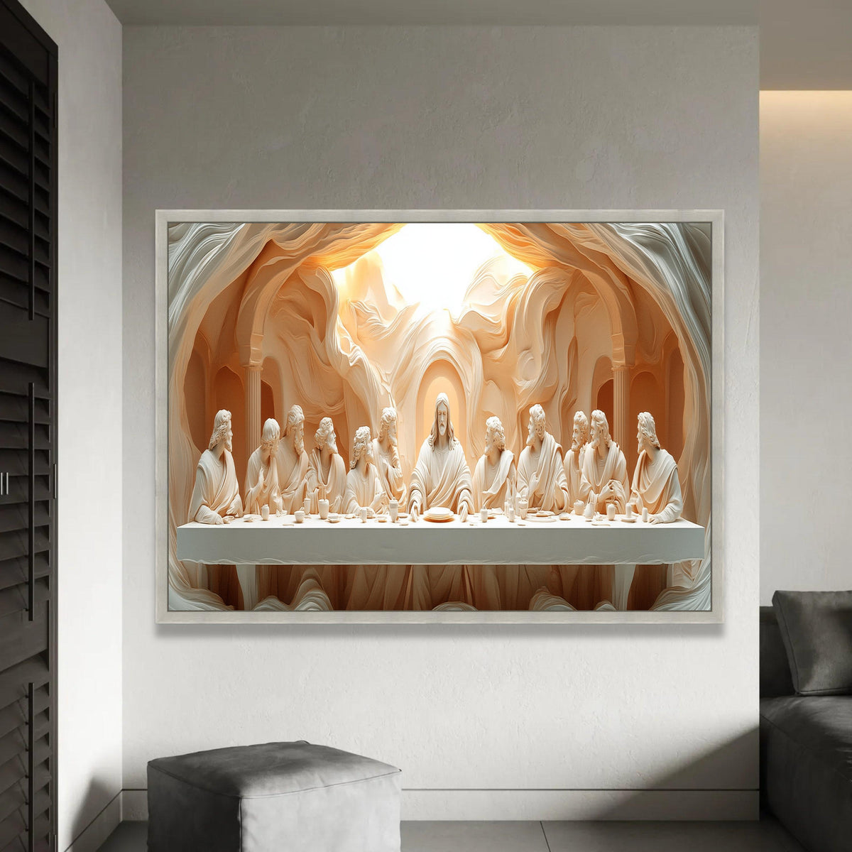 The Last Supper Sculpture Canvas, Religious Wall Art, Christian Decor, Jesus and Apostles Canvas, Spiritual Home Ready To Hang Decoration
