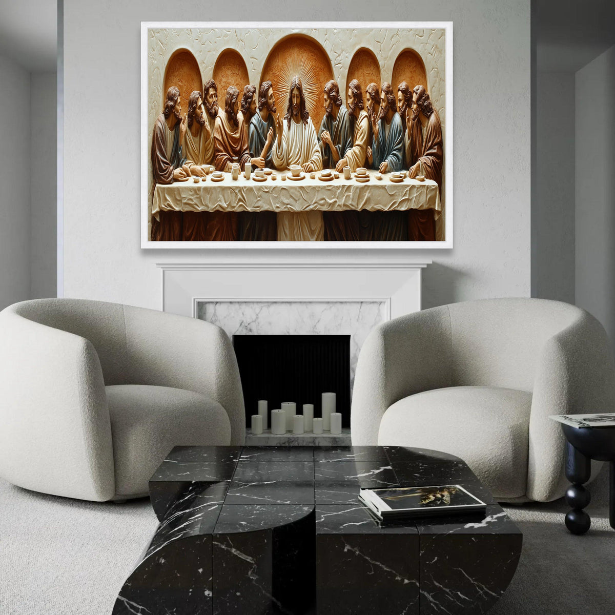 The Last Supper Canvas Wall Art, Religious Jesus and Disciples, Christian Biblical Scene, Spiritual Home Ready To Hang Decoration
