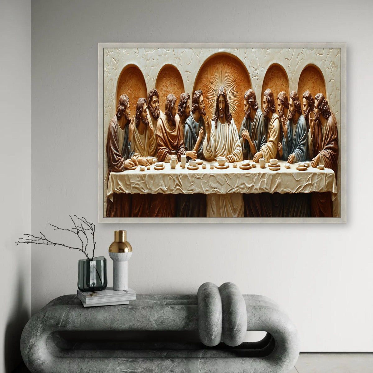 The Last Supper Canvas Wall Art, Religious Jesus and Disciples, Christian Biblical Scene, Spiritual Home Ready To Hang Decoration