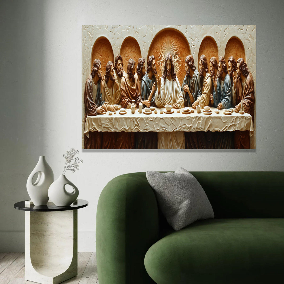 The Last Supper Canvas Wall Art, Religious Jesus and Disciples, Christian Biblical Scene, Spiritual Home Ready To Hang Decoration