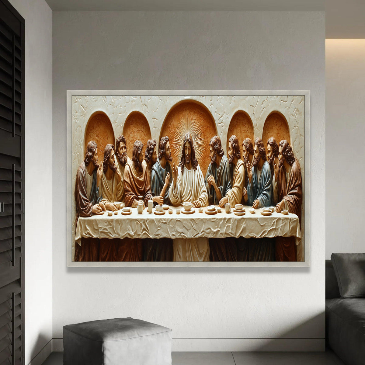 The Last Supper Canvas Wall Art, Religious Jesus and Disciples, Christian Biblical Scene, Spiritual Home Ready To Hang Decoration