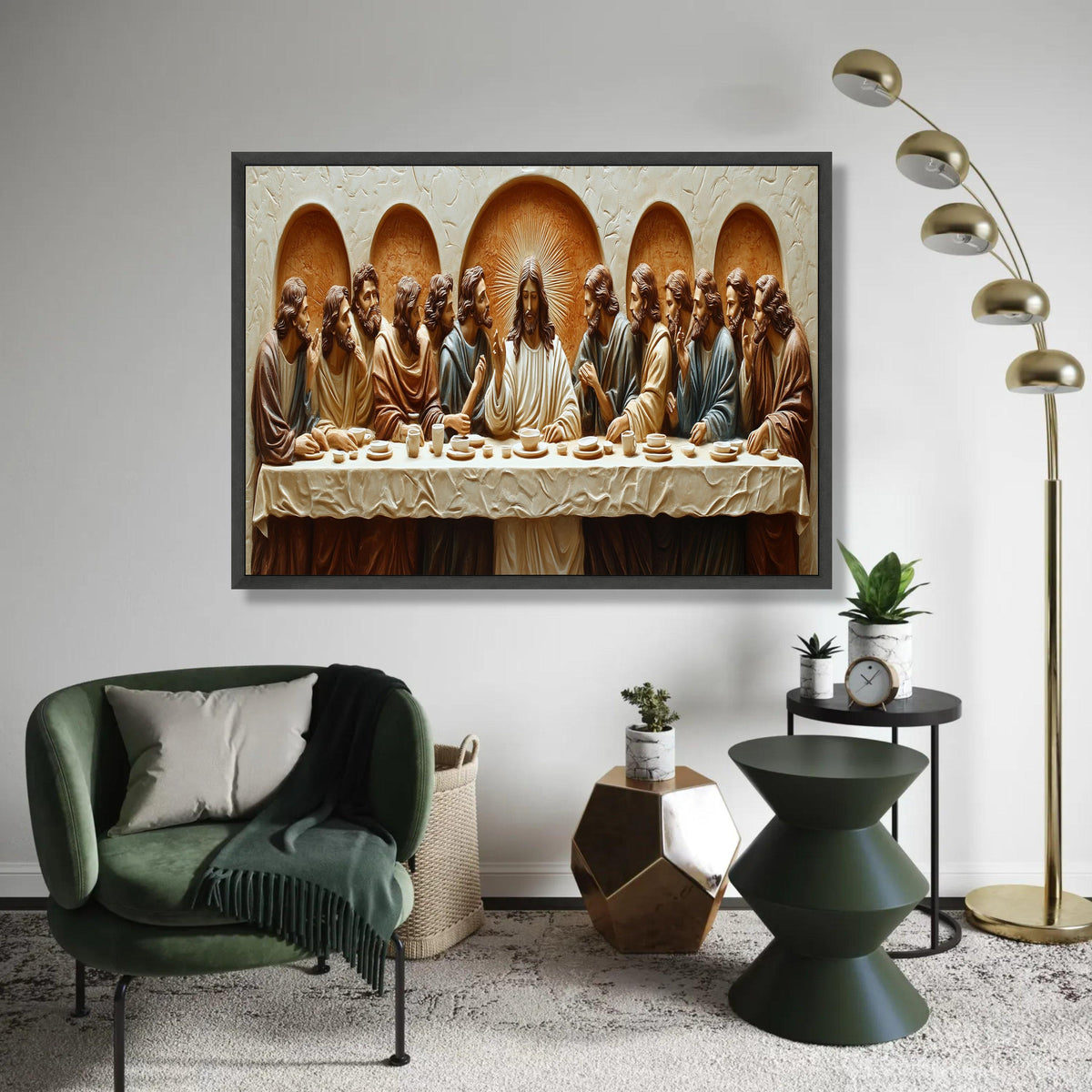 The Last Supper Canvas Wall Art, Religious Jesus and Disciples, Christian Biblical Scene, Spiritual Home Ready To Hang Decoration