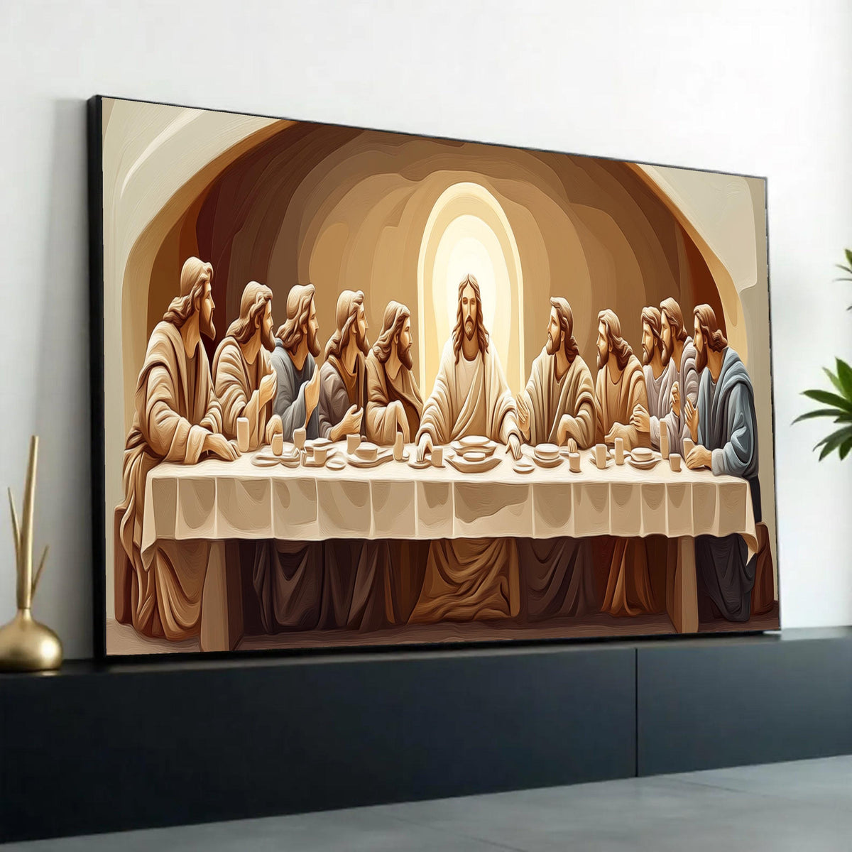 The Last Supper Canvas Wall Art, Religious Christian Painting, Jesus and Disciples Canvas, Spiritual Home Decor, Ready To Hang Decoration