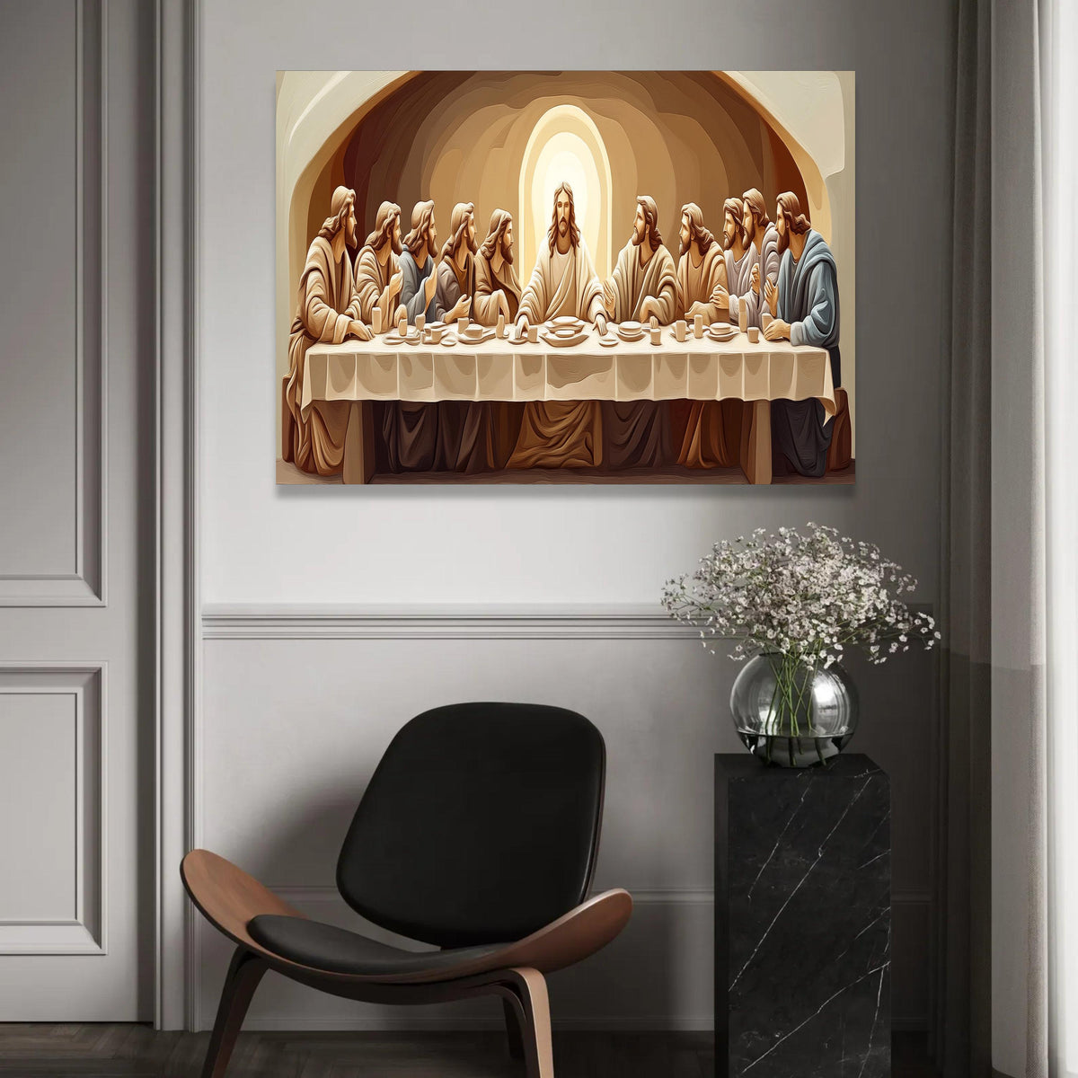 The Last Supper Canvas Wall Art, Religious Christian Painting, Jesus and Disciples Canvas, Spiritual Home Decor, Ready To Hang Decoration