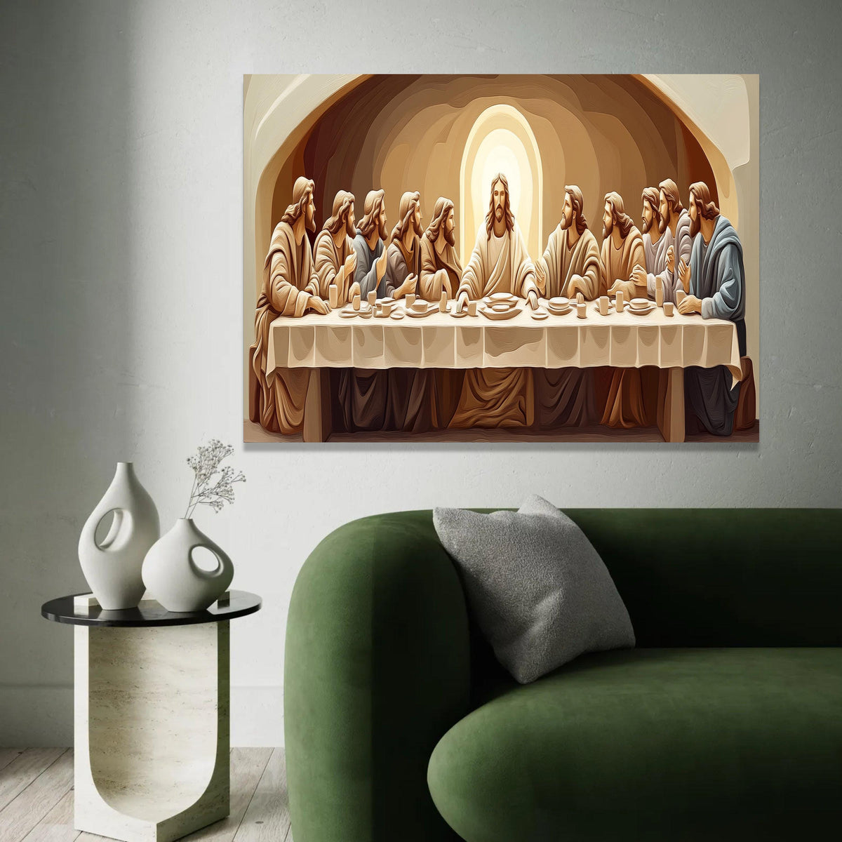 The Last Supper Canvas Wall Art, Religious Christian Painting, Jesus and Disciples Canvas, Spiritual Home Decor, Ready To Hang Decoration