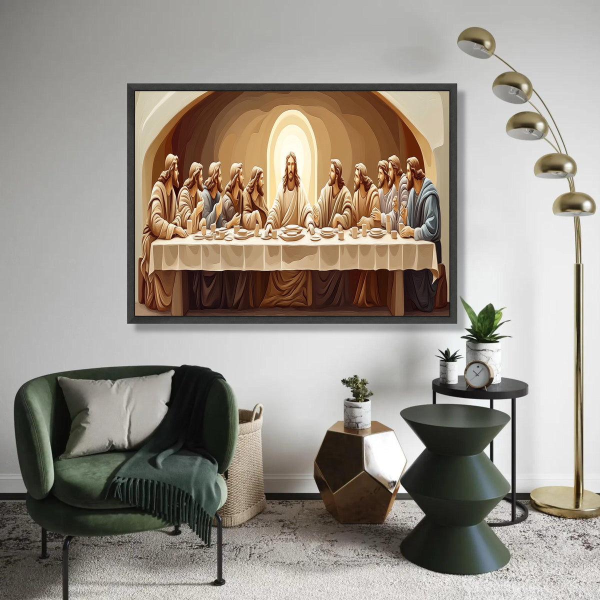 The Last Supper Canvas Wall Art, Religious Christian Painting, Jesus and Disciples Canvas, Spiritual Home Decor, Ready To Hang Decoration