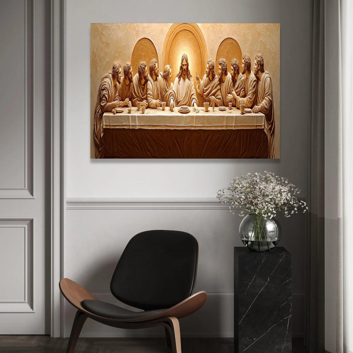 The Last Supper Canvas Wall Art, Jesus and Disciples Religious Painting, Christian Home Decor, Spiritual Wall Ready To Hang Decoration