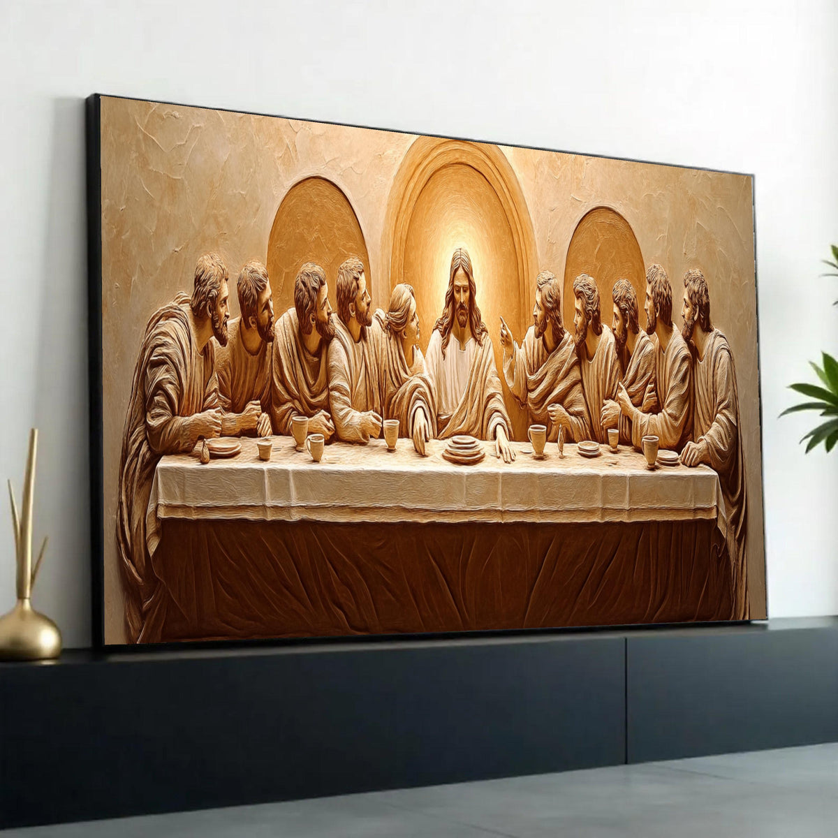 The Last Supper Canvas Wall Art, Jesus and Disciples Religious Painting, Christian Home Decor, Spiritual Wall Ready To Hang Decoration