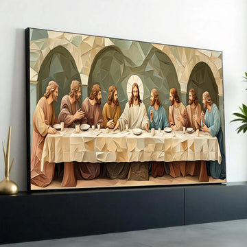 The Last Supper Canvas Wall Art, Religious Christian Decor, Biblical Scene Painting, Jesus and Disciples Artwork, Ready To Hang Decoration