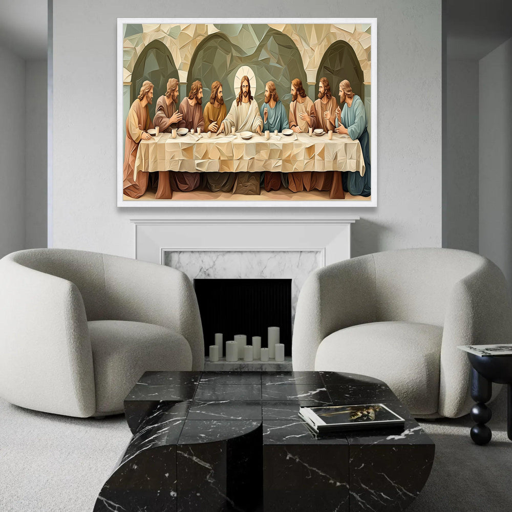 The Last Supper Canvas Wall Art, Religious Christian Decor, Biblical Scene Painting, Jesus and Disciples Artwork, Ready To Hang Decoration