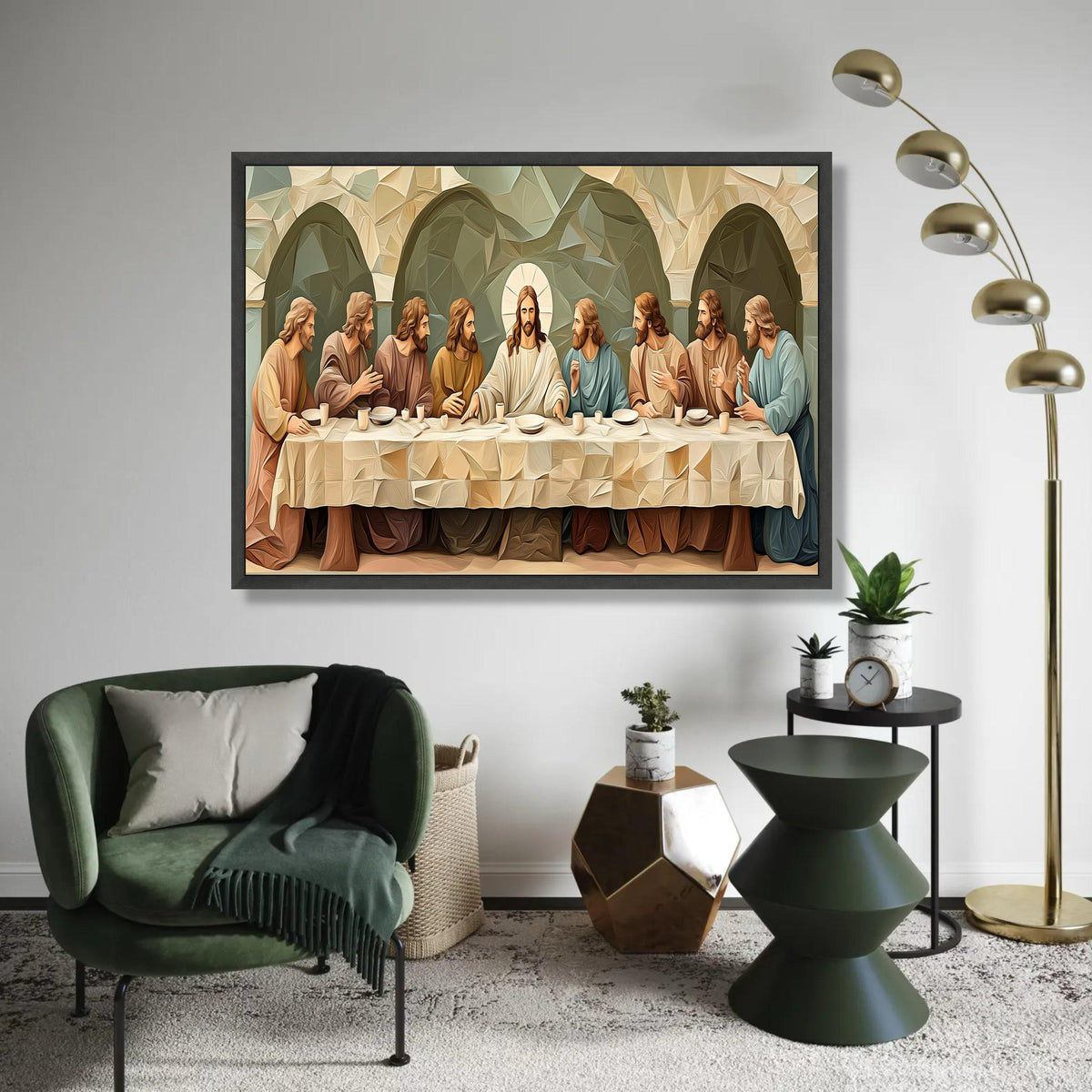 The Last Supper Canvas Wall Art, Religious Christian Decor, Biblical Scene Painting, Jesus and Disciples Artwork, Ready To Hang Decoration